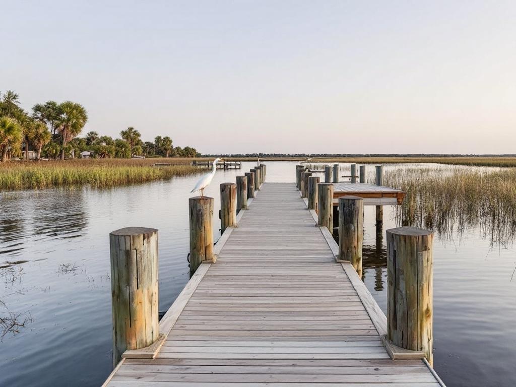 Custom composite dock over Calibogue Sound in Hilton Head, South Carolina