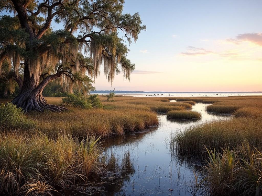 Calibogue Sound tidal marsh at Hilton Head Island, South Carolina